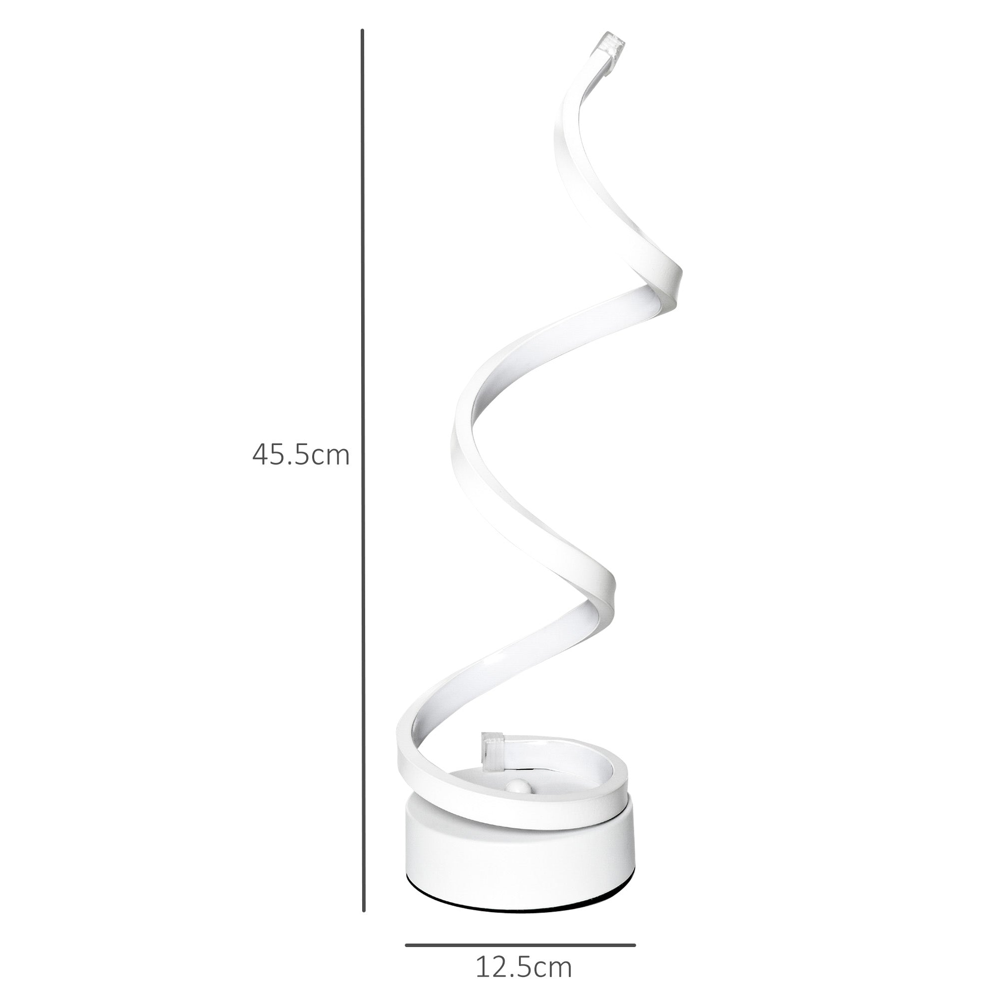 HOMCOM Set of 2 Modern Wave-Shaped LED Table Lamp with Round Metal Base for Living Room, Bedroom, White 