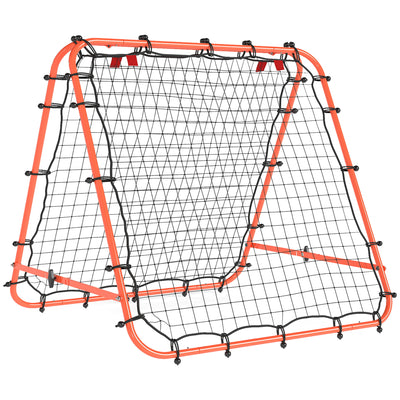HOMCOM Double Sided Football Rebounder Net, Football Rebound Goal with Five Adjustable Angles, Orange 