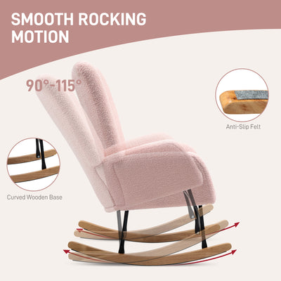HOMCOM Teddy Fleece Rocking Chair - Pink 
