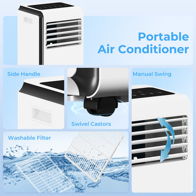 HOMCOM Portable Air Conditioner 7000 BTU, 4-in-1 Air Conditioning Unit with Cooling, Dehumidifier, Fan, Sleep Mode, White 