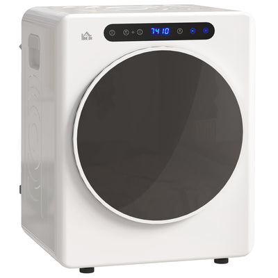 HOMCOM 4kg Vented Tumble Dryer, 1000W Compact Freestanding Front Tumble Dryer with Stainless Steel Tub, Timer, 6 Heat Settings, Small Portable Clothes Dryer, White 