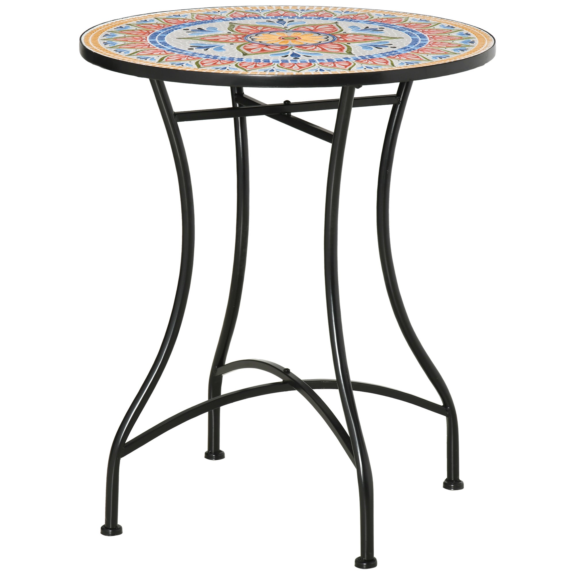 Outsunny Φ60cm Mosaic Outdoor Patio Table - Red 