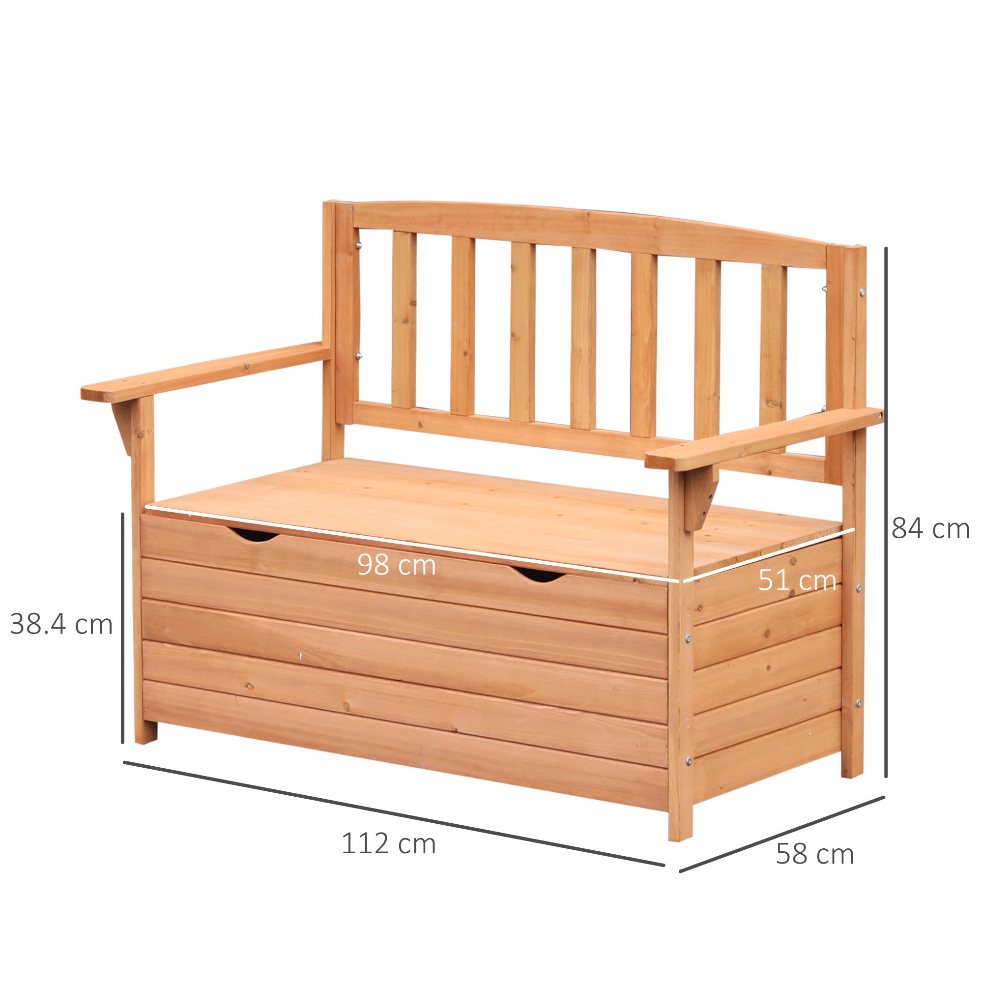 Outsunny Two-Seater Garden Storage Bench - Natural 