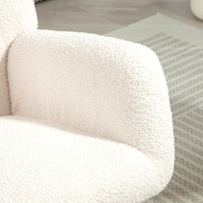HOMCOM Teddy Fleece Rocking Chair - Cream White 