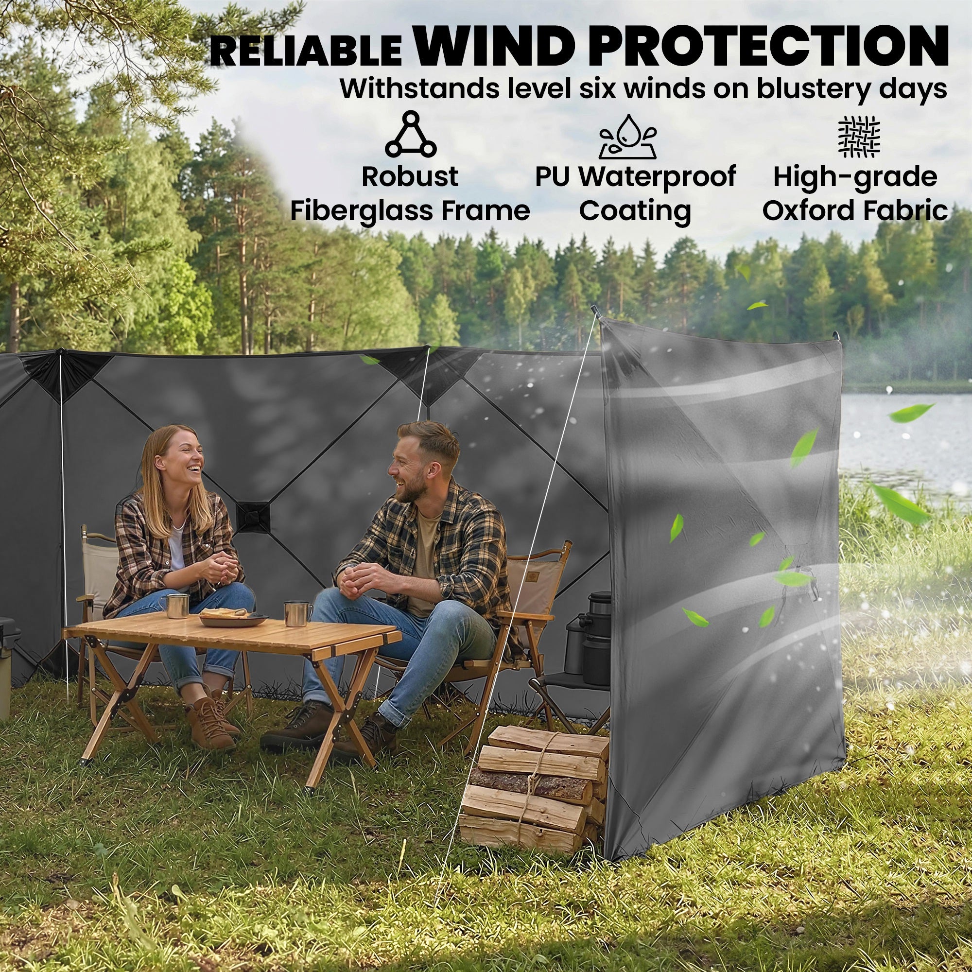 Outsunny Camping Windbreak Pop Up Windbreaker Blocker with Ropes Pegs for Beach Caravan Outdoor 480 x 120 cm 