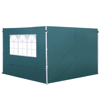 Outsunny 3 Meters Gazebo Replaceable Exchangeable Side Panel Wall Panels Walls With Window, Dark Green 