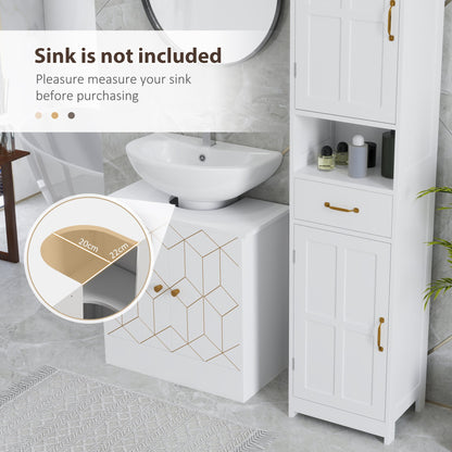 HOMCOM Under Sink Bathroom Cabinet, Under Sink Cabinet with Adjustable Shelf and Open Compartment for Basin with or without Pedestal, 60 x 30 x 60cm, White 
