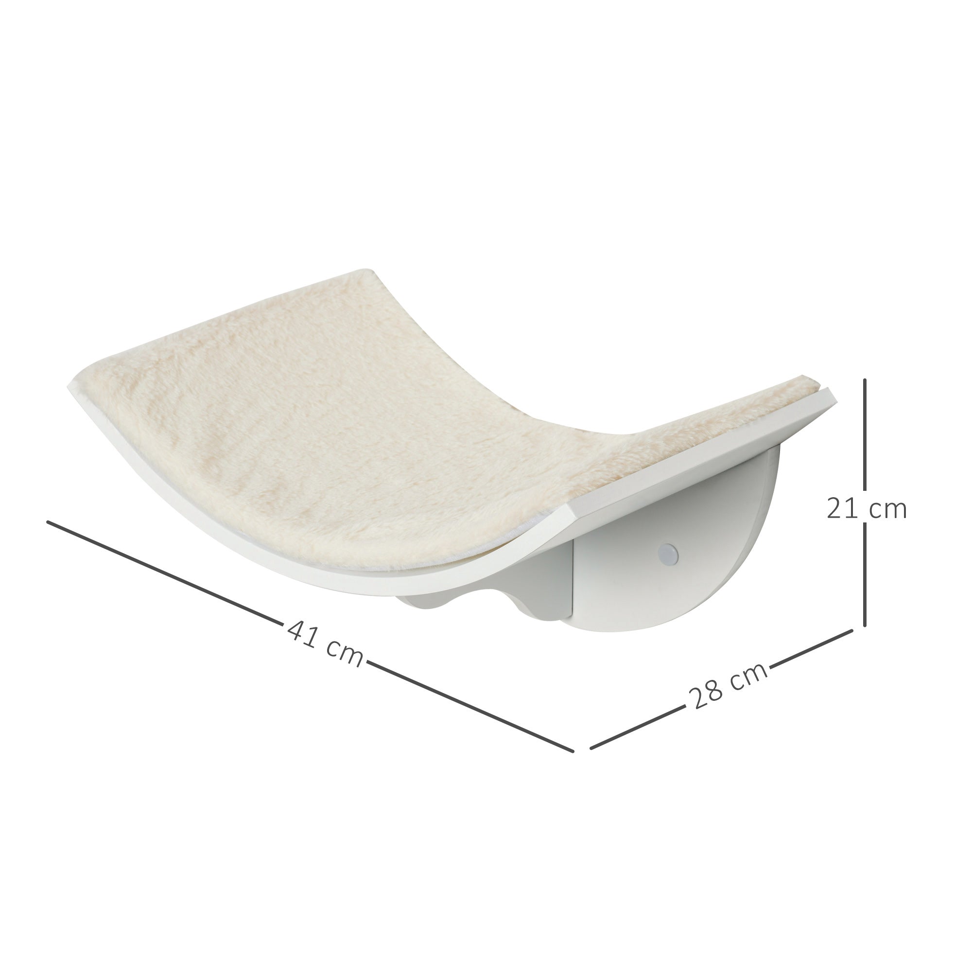 PawHut Wood Cat Shelves Wall-Mounted Shelter Curved Kitten Bed Cat Perch Climber Cat Furniture 41 x 28 x 21cm White 