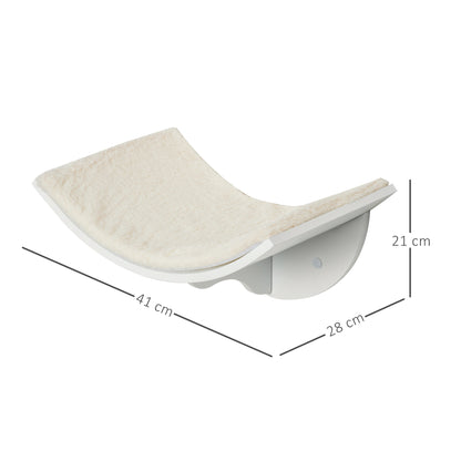 PawHut Wood Cat Shelves Wall-Mounted Shelter Curved Kitten Bed Cat Perch Climber Cat Furniture 41 x 28 x 21cm White 