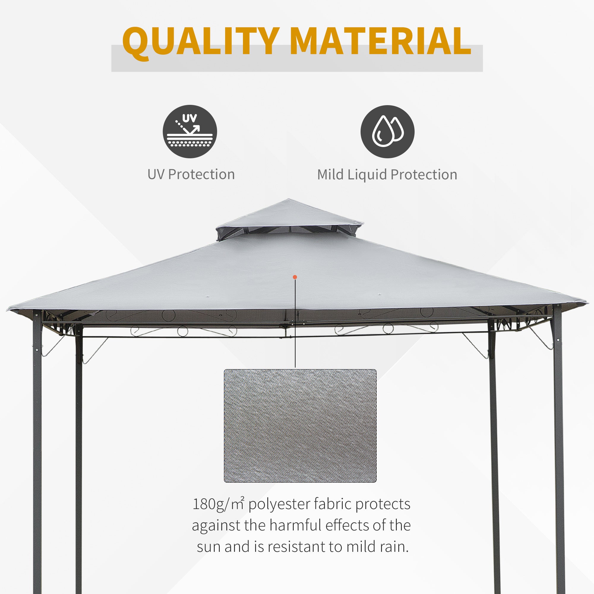 Outsunny 3x3(m) Outdoor Patio Gazebo Steel Canopy Tent Pavilion 2-Tier Roof Top Garden Sunshade Grey 