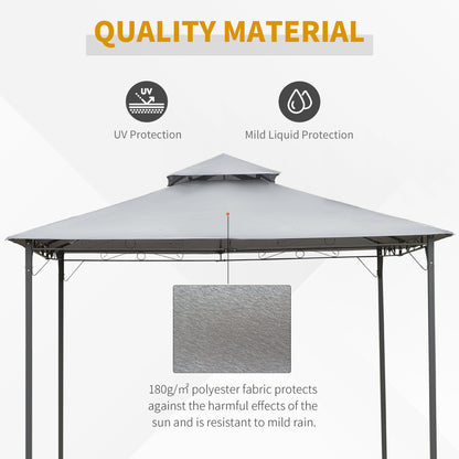 Outsunny 3x3(m) Outdoor Patio Gazebo Steel Canopy Tent Pavilion 2-Tier Roof Top Garden Sunshade Grey 