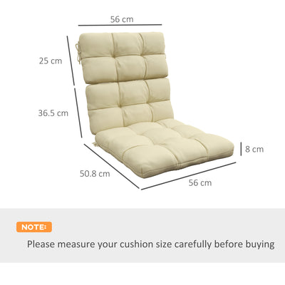 Outsunny 2-Piece Seat Cushion Replacement with Backrest, Garden Patio Chair Cushions Set with Ties, Beige 