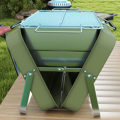 Outsunny Metal Suitable-Style Portable BBQ Grill - Green 