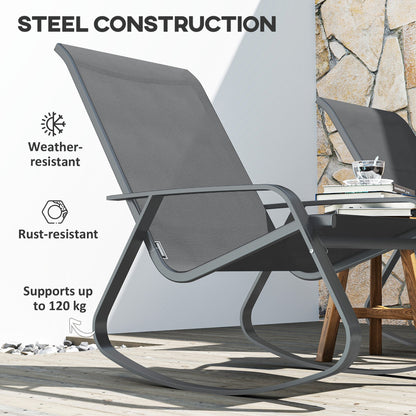 Outsunny Set of Two Rocking Garden Chairs - Grey 