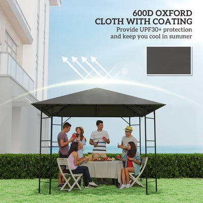 Outsunny 3 x 3(m) Gazebo Canopy Replacement Cover, Garden Gazebo Roof Replacement with Drain Holes, Water Resistant PVC Coating, 370g/\'e3\'8e\'a1, UPF30+, TOP COVER ONLY, Grey 