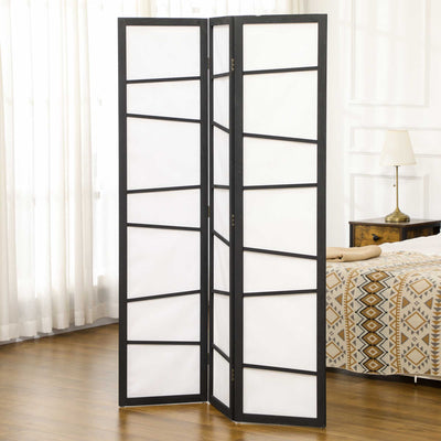 HOMCOM 3 Panel Room Divider, Wooden Folding Privacy Screen, Freestanding Wall Partition Separator for Bedroom, White 