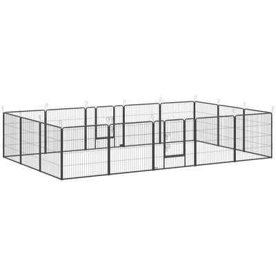 PawHut 16 Panels Heavy Duty Puppy Playpen, for Small and Medium Dogs, Indoor and Outdoor Use - Grey 