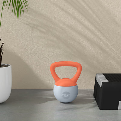 SPORTNOW Soft Kettlebell, 4kg Kettle Bell with Non-Slip Handle for Home Gym Weight Lifting and Strength Training, Orange and Grey 