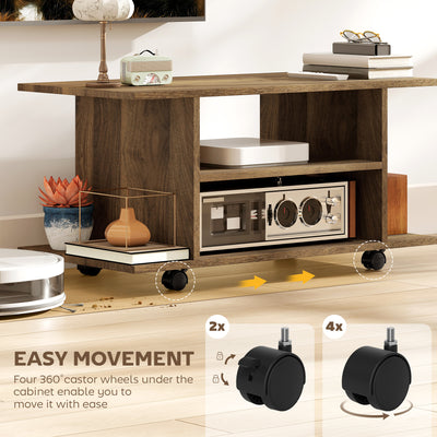 HOMCOM Modern TV Cabinet Stand Storage Shelves Table Mobile Bedroom Furniture Bookshelf Bookcase Walnut 