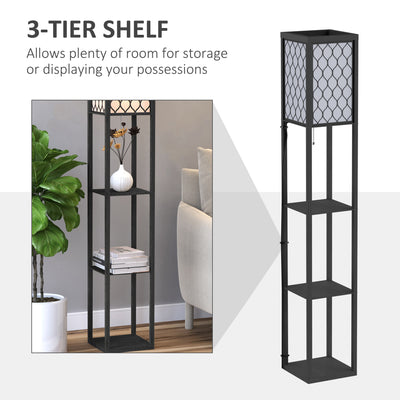 HOMCOM Three-Shelf Standing Lamps Set of 2 - Black 