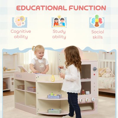 AIYAPLAY Kids Grocery Store, Children Supermarket Playset with Cash Register, Vending Machine, Display Shelves 