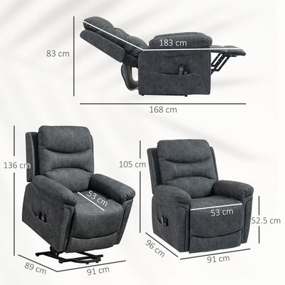 HOMCOM Power Lift Recliner Chair with Vibration Massage, Heat, USB - Grey 