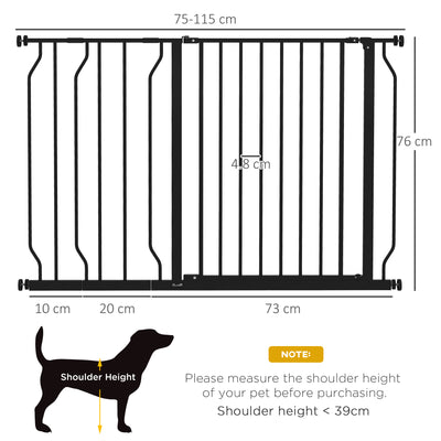PawHut Wide Dog Safety Gate, with Door Pressure, for Doorways, Hallways, Staircases - Black 
