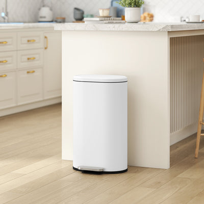 HOMCOM 30 L Modern Curved Kitchen Bin - White 