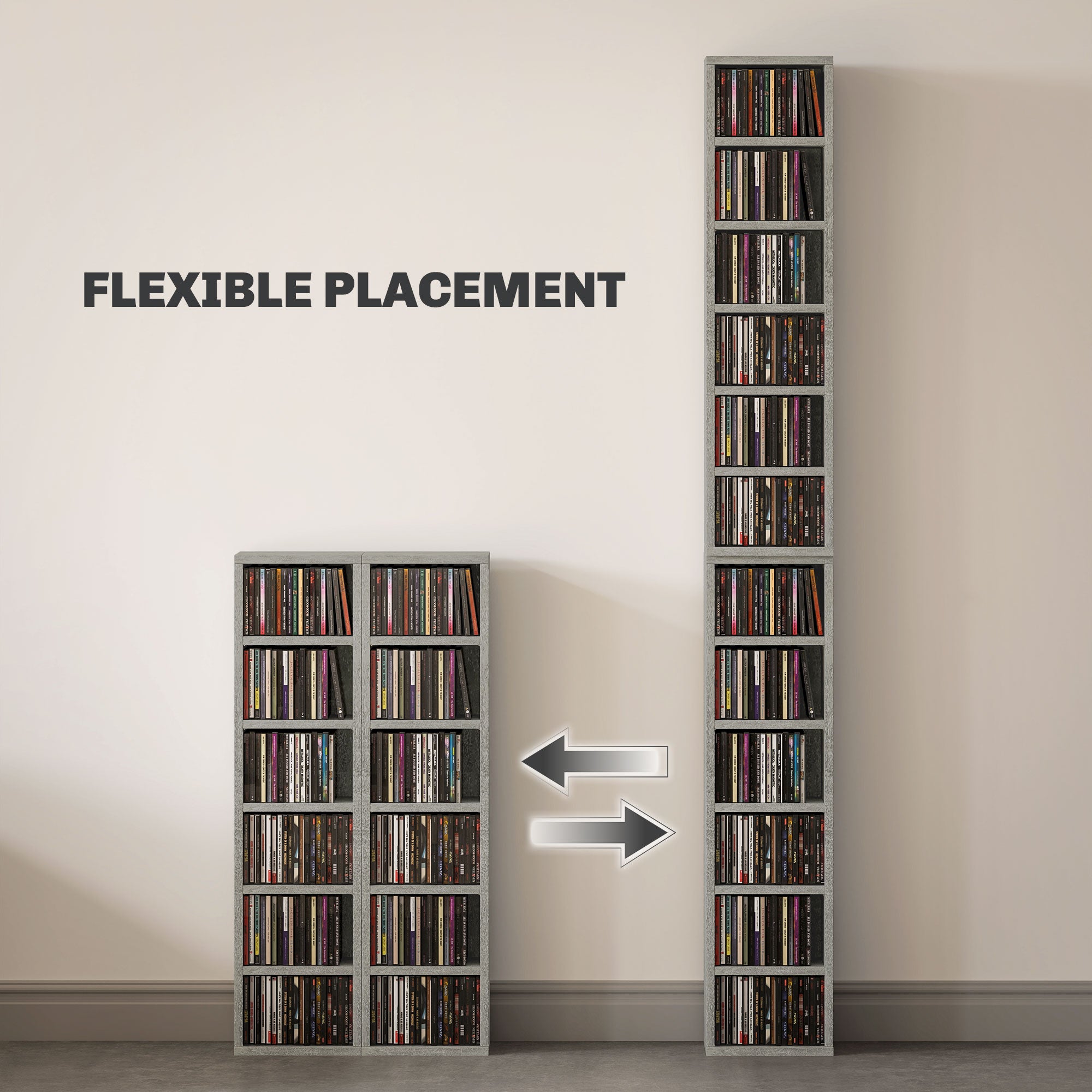 HOMCOM Set of Two 102 CD Storage Units - Cement Grey 