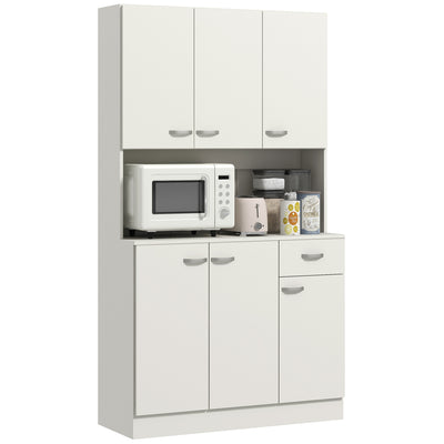 HOMCOM Freestanding Kitchen Pantry Storage Cabinet - White 