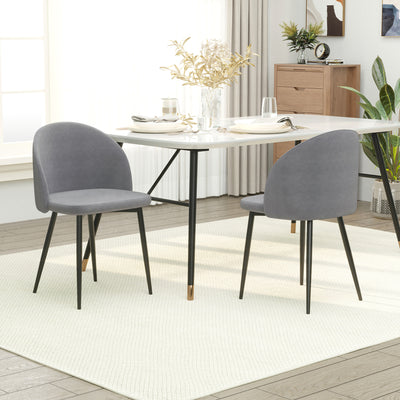 HOMCOM Dining Chairs Set of 2 Contemporary Design for Office Dining Kitchen with Soft Fabric Seat and Back Living Room, Grey 