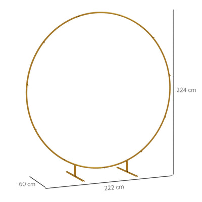 Outsunny 222cm Gold Tone Backdrop Stand, Round Metal Wedding Arch for Birthday Party, Bridal Shower, Graduation, Ceremony 