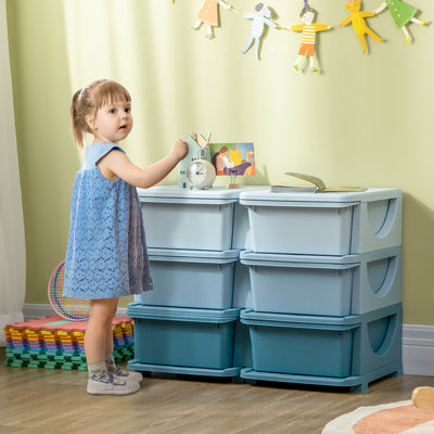 HOMCOM Kids Storage Unit, with Six Drawers - Blue 