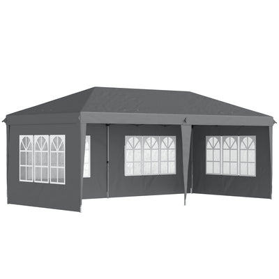 Outsunny 3 x 6m Pop-Up Gazebo, with Removable Walls - Grey 