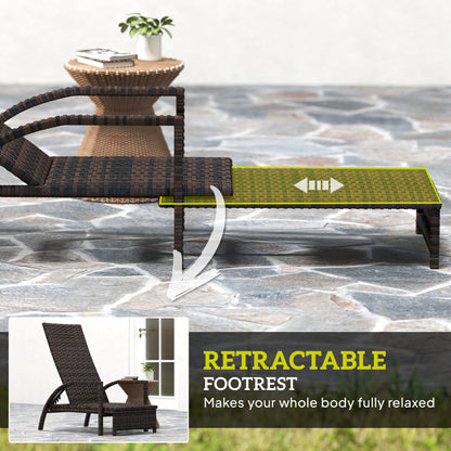 Outsunny PE Rattan Sun Lounger with Adjustable Backrest - Mixed-brown