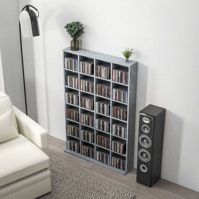 HOMCOM CD Storage Unit with Adjustable Shelves, 89 x 130.5 cm, Cement Grey 
