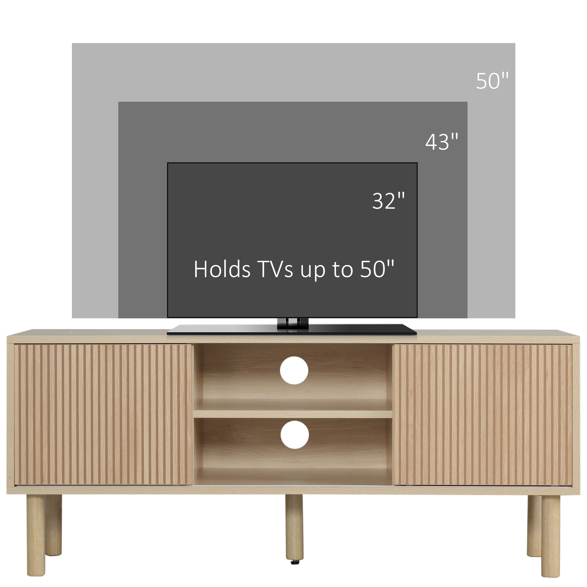 HOMCOM Sliding Door TV Cabinet Stand - Oak Wood-Effect 