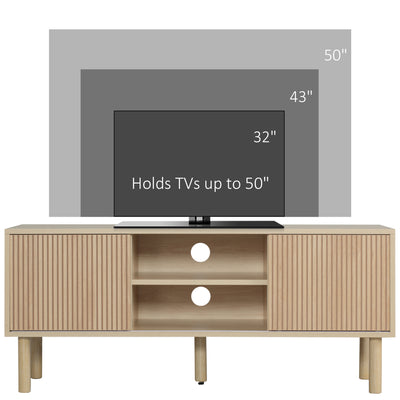 HOMCOM Sliding Door TV Cabinet Stand - Oak Wood-Effect 
