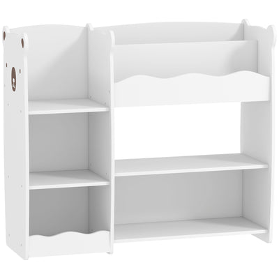 AIYAPLAY Kids Toy Storage Unit, Bear Design Kids Bookshelf and Toy Organiser, for Bedroom, Nursery, Playroom, White 