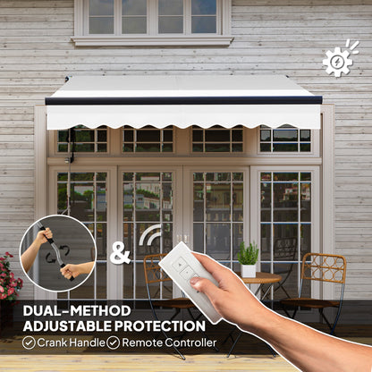 Outsunny 2.5 x 2m Electric Awning with Remote Controller, Aluminium Frame DIY Retractable Awning, UV30+ Sun Shade Canopy for Garden Patio Deck Door Window, Light Grey 