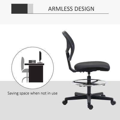 Vinsetto Ergonomic Mesh Standing Desk Chair with Adjustable Footrest Ring and Seat Height Black 