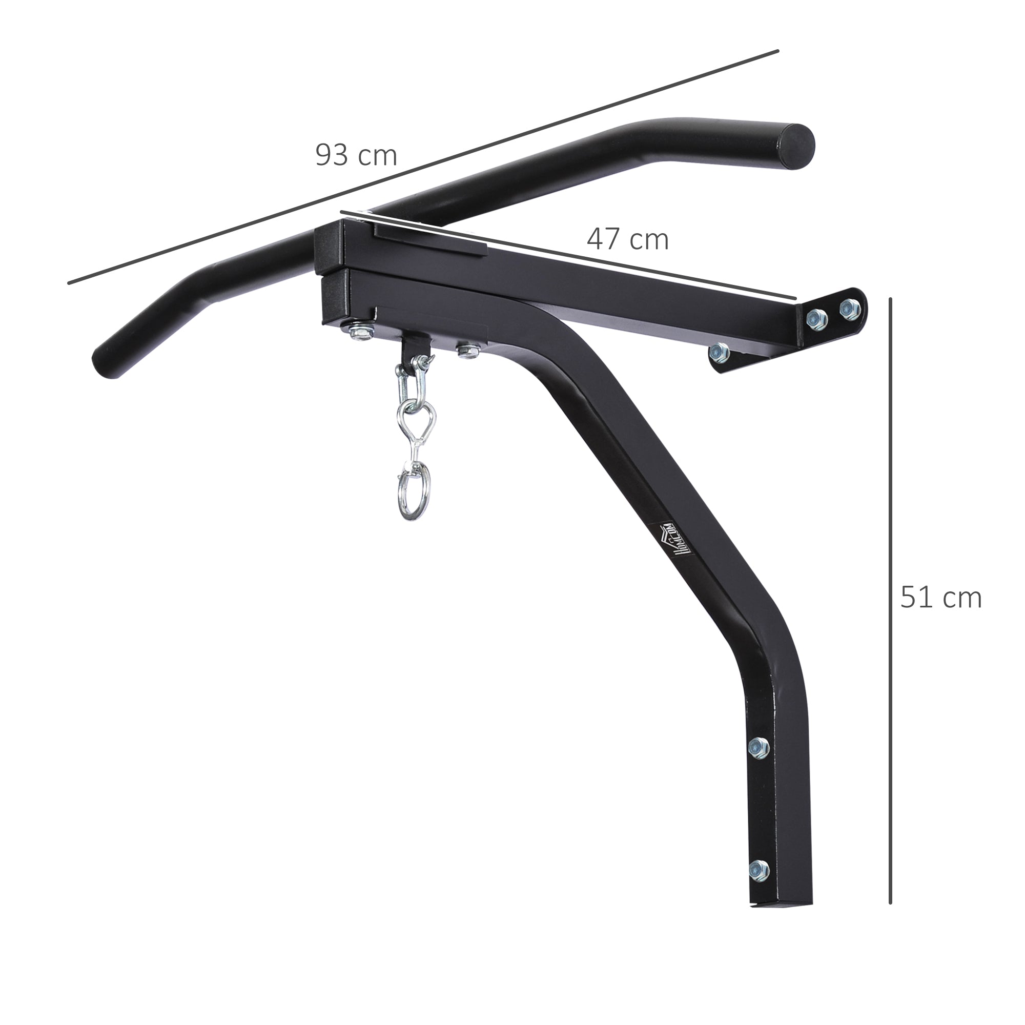 HOMCOM Punching Bag Hanger Wall Mount Bracket Kick Boxing MMA Training Frame Home Fitness Workout Pull Up Bar, Black 