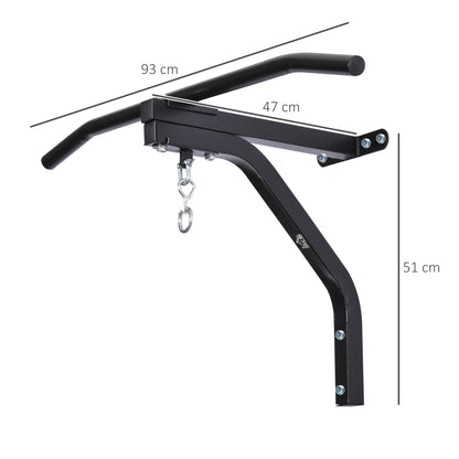 HOMCOM Punching Bag Hanger Wall Mount Bracket Kick Boxing MMA Training Frame Home Fitness Workout Pull Up Bar, Black 
