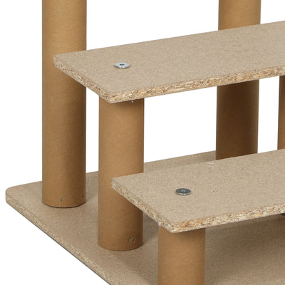 PawHut Three-Step Dog Stairs, with Washable Plush Cover, for High Bed Sofa, Dog Stairs for Small Dog and Cat - Light Grey 