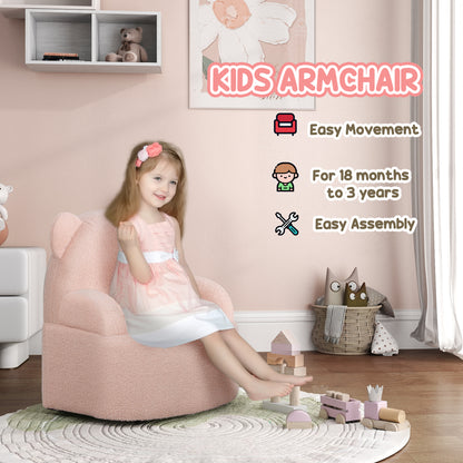 AIYAPLAY Kids Armchair, Bear Shaped Toddler Chair for Bedroom Playroom Living Room, Aged 18 Months to 3 Years - Pink 