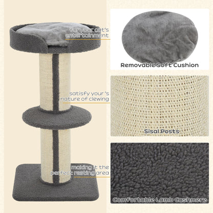 PawHut 91cm Cat Tower Scratching Posts Cat Tree for Indoor Cats Kitten Activity Centre Grey 