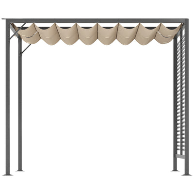 Outsunny 3 x 2.8m Metal Pergola, with Retractable Fabric Roof - Beige 