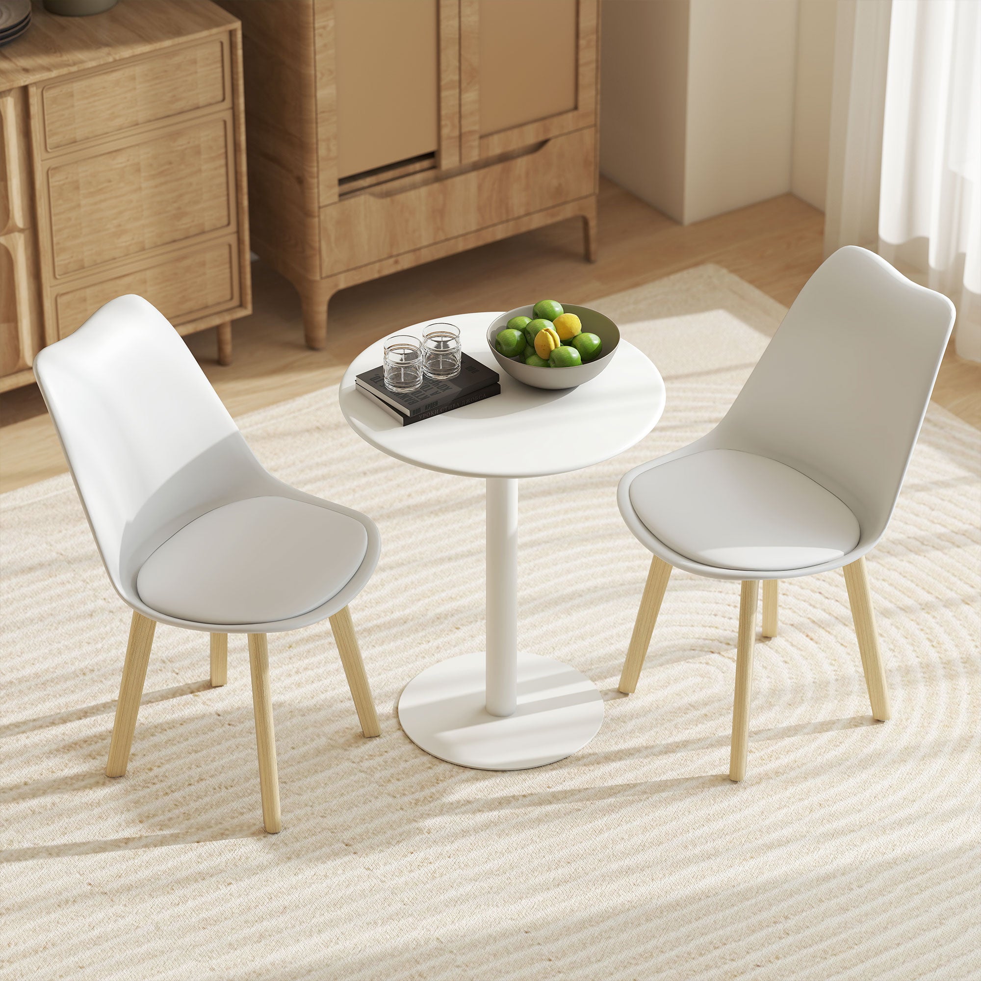 HOMCOM Dining Table, Round Kitchen Table with Steel Base for Living Room, Dining Room, 60 x 60 x 72cm, White 