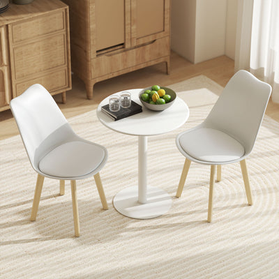 HOMCOM Dining Table, Round Kitchen Table with Steel Base for Living Room, Dining Room, 60 x 60 x 72cm, White 