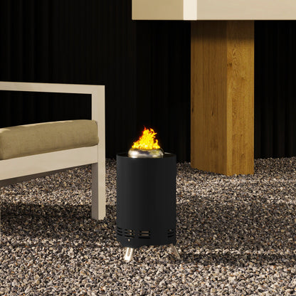 Outsunny Smokeless Fire Pit, 16 x 16 cm Stainless Steel Portable Wood Burning Firepit with Poker, Wood or Pellet Fuelled Tabletop Fire Pit for Garden Camping Bonfire Party, Black 